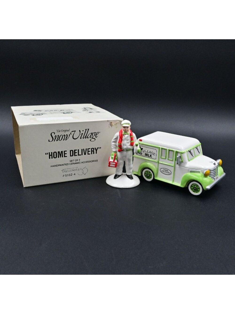 Department 56 Snow Village Home Delivery Milk Truck Man Figurine Set of 2 NWB